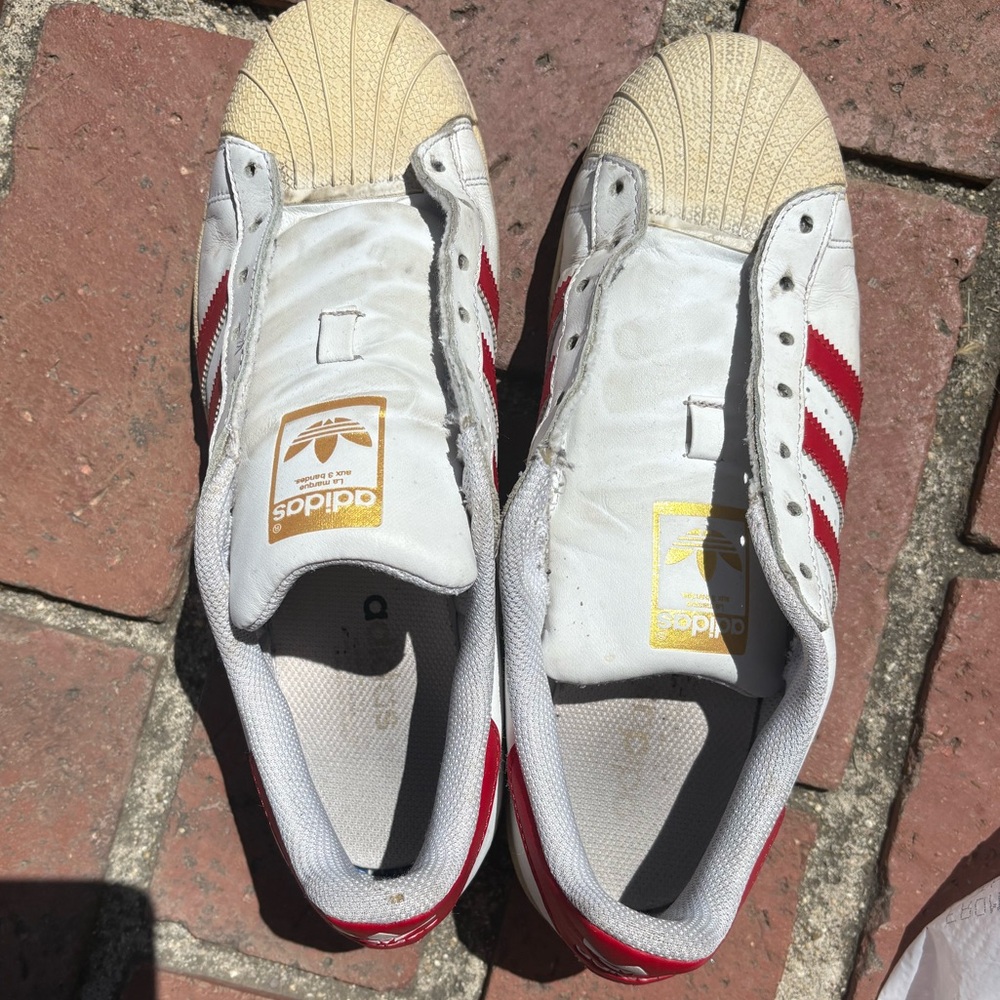 Adidas White and Red Classic Sneakers